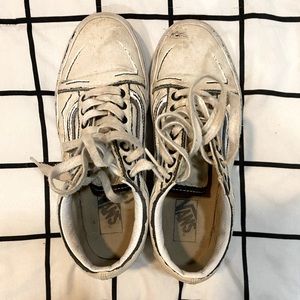 White with black old skool vans